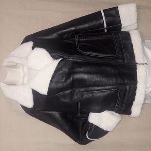 Marc Cain Women Size 12 US Outdoor Jacket Genuine Lambskin 100% Fur Black